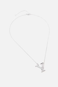 Rubi - Tilted Letter Necklace - Silver y