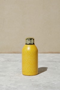 Typo - Mini Metal Drink Bottle - Mustard polkadot