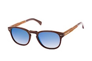 WOOD FELLAS Stockenfels 10775 zebrano shn, ROUND Sunglasses, UNISEX, available with prescription