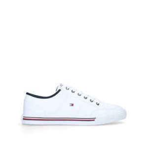 Mens Tommy Hilfiger Core Corp Textile Sneaker, 7 UK, White