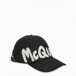 Alexander McQueen Black Graffiti baseball cap