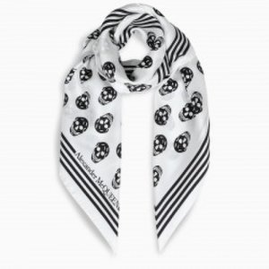 Alexander McQueen White/black Biker Skull print scarf