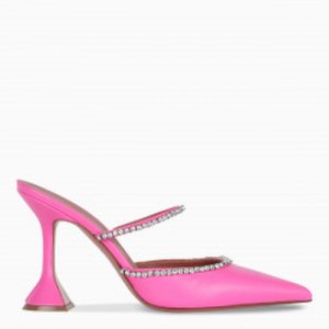 Amina Muaddi Pink and crystals Gilda Mule sandals