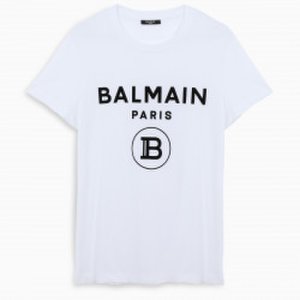Balmain White t-shirt with velvet logo