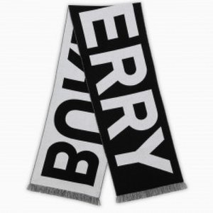 Burberry White/black logoed scarf