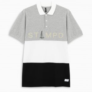 Stampd White/black/grey striped polo shirt