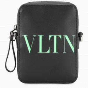 Valentino Garavani Black/fluo green small VLTN bag