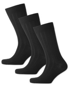 Black Wool Rich 3 Pack Socks