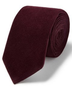 Burgundy Cotton Cord Plain Slim Tie