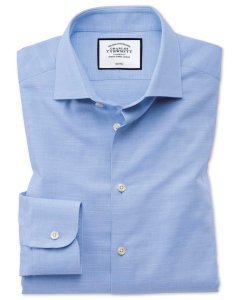 Business Casual Egyptian Cotton Slub Shirt - Sky Blue