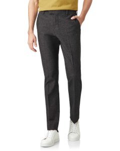 Charcoal Non-Iron Cotton Stretch Texture Tailored Trousers