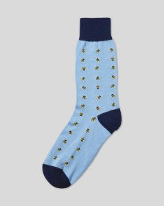 Charles Tyrwhitt - Cotton bee motif socks - sky