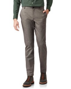 Cotton Brown Brushed Twill Stretch Trousers