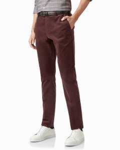 Cotton Burgundy Needle Cord Trousers
