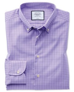 Cotton Business Casual Non-Iron Button-Down Shirt - Lilac