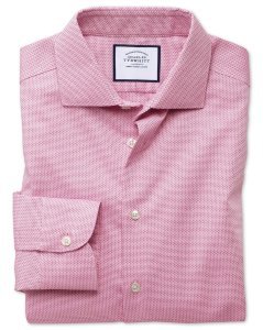 Charles Tyrwhitt - Cotton business casual non-iron modern textures dash shirt - pink