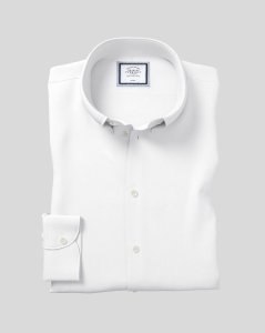 Cotton Button-Down Collar Non-Iron Shirt - White