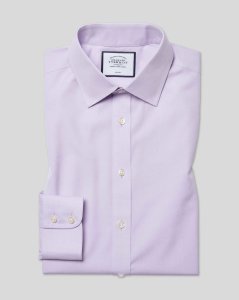 Cotton Classic Collar Non-Iron Poplin Shirt - Lilac