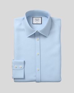 Cotton Classic Collar Non-Iron Poplin Shirt - Sky