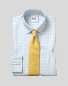 Cotton Classic Collar Non-Iron Prince Of Wales Check Shirt - Blue