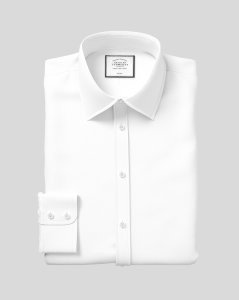 Charles Tyrwhitt - Cotton classic collar non-iron royal oxford shirt - white