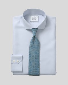 Charles Tyrwhitt - Cotton cutaway collar non-iron twill shirt - silver