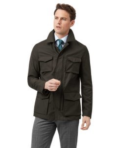 Charles Tyrwhitt - Cotton dark brown showerproof four pocket jacket