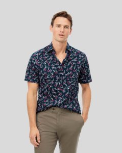 Cotton/linen Classic Collar Anemone Shirt - Dark Navy