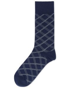 Cotton Navy Micro Diagonal Socks