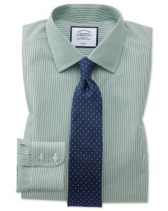 Charles Tyrwhitt - Cotton non-iron bengal stripe shirt - olive