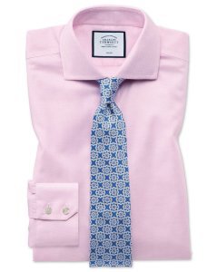 Cotton Non-Iron Cut-Away Collar Oxford Stretch Shirt - Pink