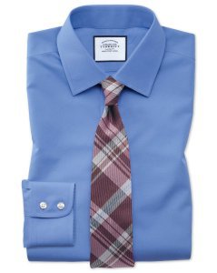 Charles Tyrwhitt - Cotton non-iron poplin shirt - blue