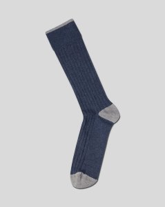 Cotton Rib Socks - Indigo