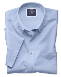 Cotton Washed Oxford Short Sleeve Shirt - Sky Blue