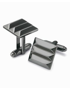 Charles Tyrwhitt - Gunmetal square ridged cufflinks