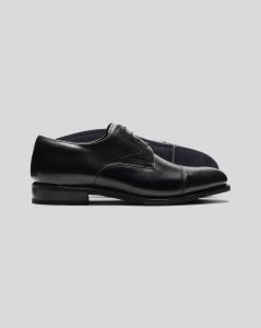 Leather Goodyear Welted Derby Toe Cap Performance Shoe - Black