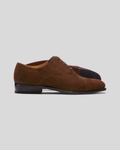 Leather Goodyear Welted Oxford Toe Cap Shoe - Brown