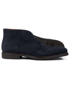 Leather Navy Goodyear Welted Wingtip Chukka Boots
