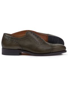 Charles Tyrwhitt - Leather olive goodyear welted oxford brogue shoes