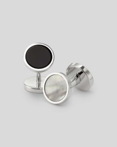 Mother Of Pearl And Onyx Evening Cufflink - Silver