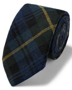 Charles Tyrwhitt - Navy and green tartan check wool silk luxury italian tie