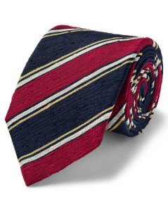 Charles Tyrwhitt - Red and navy silk slub stripe english luxury tie
