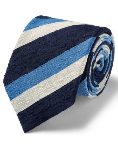 Silk Blue Multi Slub Triple Stripe Luxury English Tie