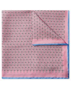 Silk Pink Dragon Fly Print Pocket Square
