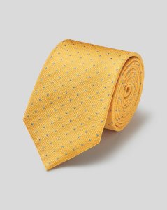 Charles Tyrwhitt - Silk textured spot stain resistant classic tie - yellow & sky