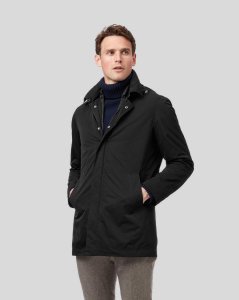 Charles Tyrwhitt - Synthetic shower resistant hooded 3 in 1 raincoat - black