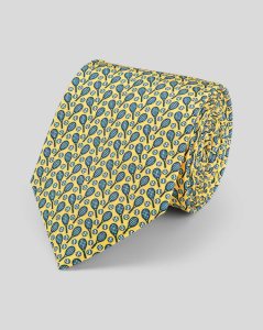 Charles Tyrwhitt - Tennis racket silk print classic tie - yellow