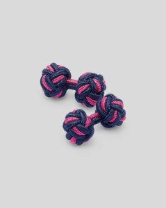 Charles Tyrwhitt - Viscose/elastane knot cufflink - navy & pink
