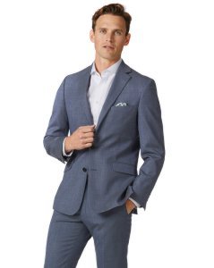 Wool Airforce Blue Extra Slim Fit Merino Business Suit Jacket