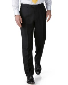 Wool Black Extra Slim Fit Twill Business Suit Trousers